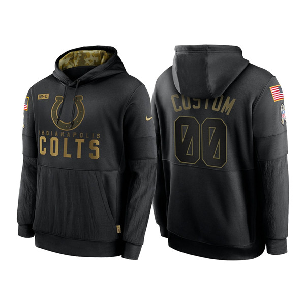 Men's Indianapolis Colts Customized 2020 Black Salute To Service Sideline Performance Pullover NFL Hoodie (Check description if you want Women or Youth size)
